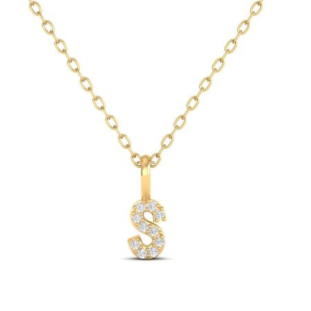 Initial S Pendant Necklace, Moissanite Letter Necklace, Personalized Alphabet Jewelry Gift for Her, Handmade Dainty Charm Necklace