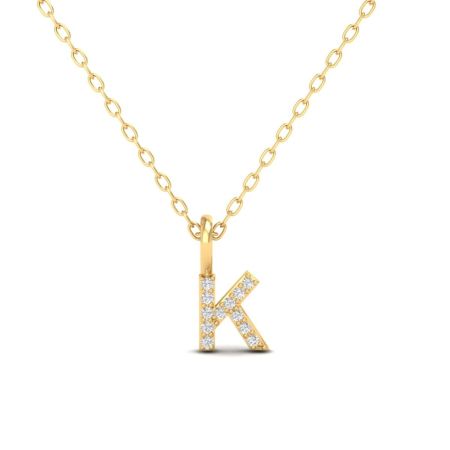 K Initial Diamond Pendant Necklace for Women, Gold Plated Alphabet Jewelry, Dainty Letter Necklace, Personalized Gift Jewelry