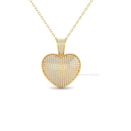 Luxury Moissanite Full Pave Heart Pendant Necklace  14K Gold Plated  Bold Sparkle Statement Gift for Her