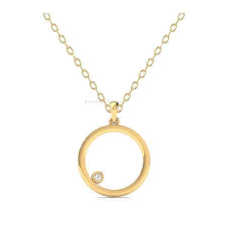 Minimalist Circle Moissanite Pendant Necklace | 14K Gold Plated | Dainty Round Necklace | Modern Jewelry Gift for Her