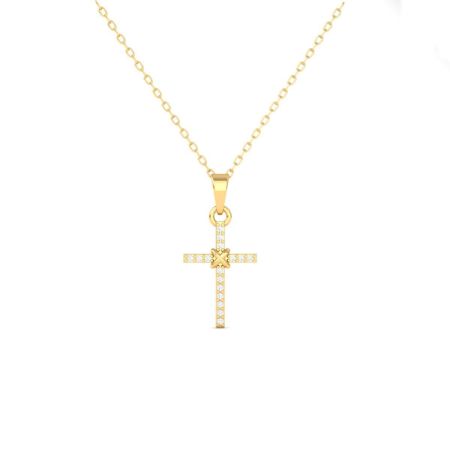 Moissanite Cross Pendant Necklace with Star, 14K Gold Faith Jewelry, Dainty Handmade Christian Gift for Women