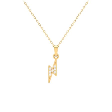 Moissanite Lightning Bolt Pendant Necklace, Gold Bolt Necklace for Women, Dainty 14K Gold Plated Necklace, Handmade Jewelry Gift