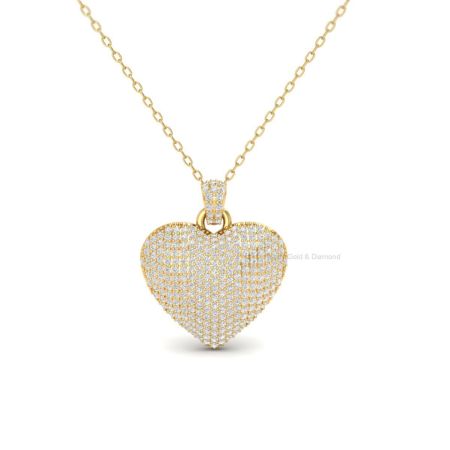 Moissanite Pave Heart Pendant Necklace | 14K Gold Plated | Luxury Sparkling Charm | Romantic Gift for Her