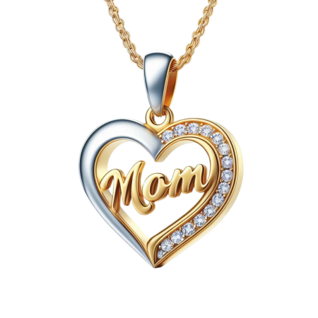 Moissanite Heart Pendant Necklace for Mom, 18k Gold Over Silver, Mother's Day Jewelry Gift, Handmade Mom Necklace, Elegant Moissanite Jewelry