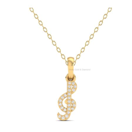 Musical Note Moissanite Pendant Necklace | 14K Gold Plated | Music Lover Jewelry | Dainty Gift for Her | Treble Clef Necklace