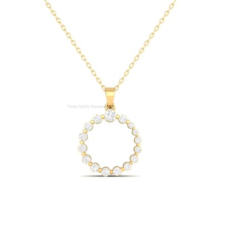 Open Circle Moissanite Pendant Necklace | 14K Gold Plated | Dainty Eternity Charm | Minimalist Sparkle Gift Jewelry for Her