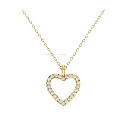 Open Heart Moissanite Pave Pendant Necklace | 14K Gold Plated | Dainty Outline Charm | Romantic Gift Jewelry for Her