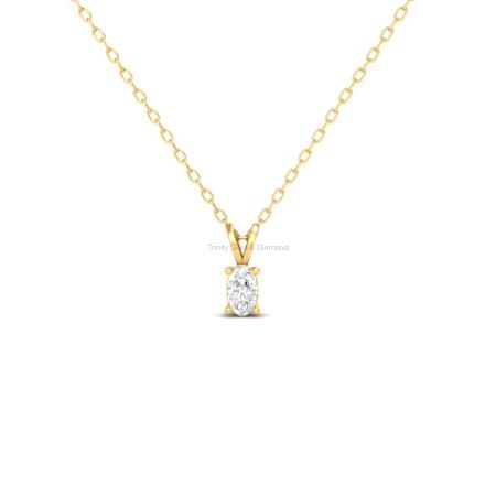 Oval Cut Moissanite Solitaire Pendant Necklace | 14K Gold Plated | Dainty Everyday Jewelry | Minimalist Gift for Her