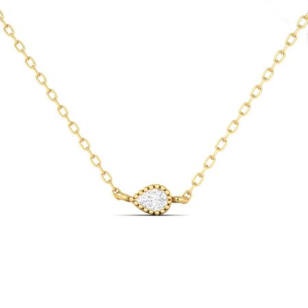 Pear Dainty Solitaire Miligrain Pendant | 925 Sterling Silver | Moissanite Necklace | Vintage-Inspired Gift for Her