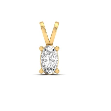 0.17CT Oval Moissanite Pendant Necklace In 18kt Gold Over Sterling Silver