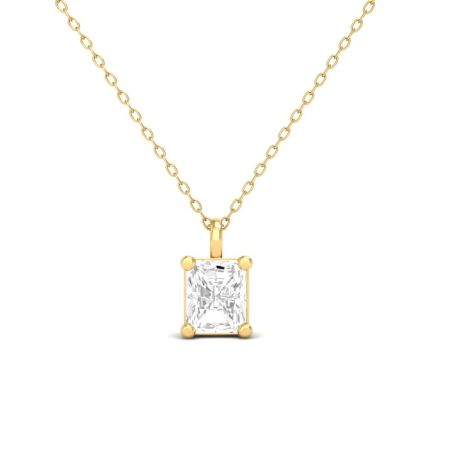 Radiant Cut Solitaire Pendant, Dainty Diamond Simulant Necklace, Gold Plated Jewelry Gift for Her, Minimal Everyday Necklace