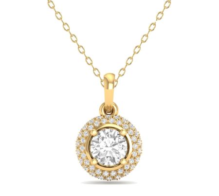 Round Circle Halo Moissanite Pendant for Women | Dainty Necklace | 925 Sterling Silver | Everyday Jewelry | Gift for Her