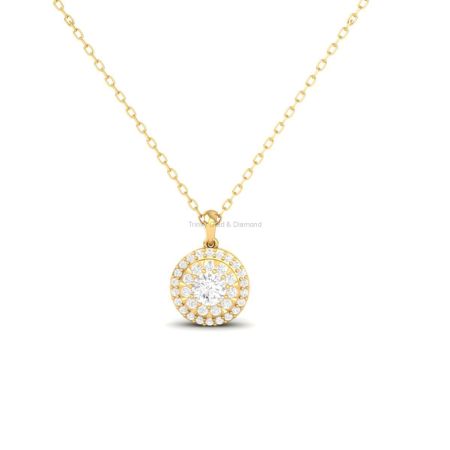 Round Moissanite Illusion Pendant Necklace for Women | 14K Gold Plated | Dainty Cluster Design | Elegant Gift Jewelry
