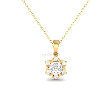Starburst Moissanite Pendant Necklace for Women | 14K Gold Plated | Brilliant Cluster Charm | Dainty Sparkle Gift Jewelry