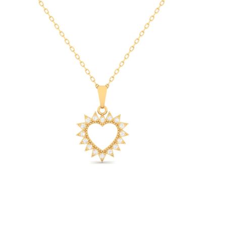 Sunburst Heart Pendant Necklace for Women, Gold Plated Moissanite Heart Charm, Handmade Dainty Gift Jewelry for Her