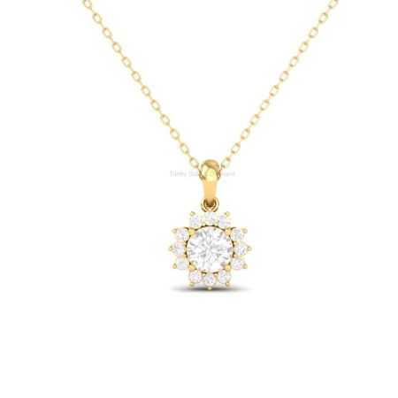 Sunflower Moissanite Pendant Necklace for Women  14K Gold Plated  Round Cluster Charm  Dainty Floral Gift Jewelry