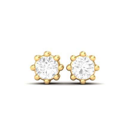 Floral Round Cut Moissanite Diamond Stud Earrings 18K Gold Over Sterling Silver