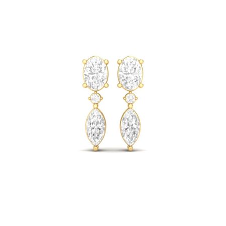 Oval and Marquise Moissanite Diamond Drop Earrings 18K Gold Over Sterling Silver