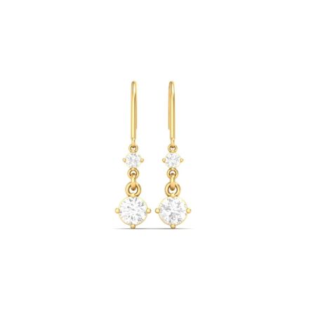 Moissanite Two Stone Drop Earrings for Women, 18KT Gold Over Sterling Silver, Dainty Dangle Earrings, Handmade Sparkle Jewelry