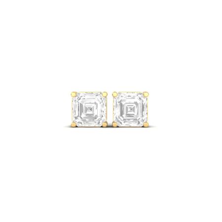 Asscher Cut Moissanite Stud Earrings, 18KT Yellow Gold Over Sterling Silver, D Color VVS1 Diamond Earrings, Classic Studs for Women