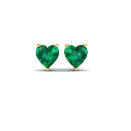 Heart Shape Emerald Stud Earrings, Green Gemstone Earrings, Handmade Dainty Studs, May Birthstone Jewelry Gift