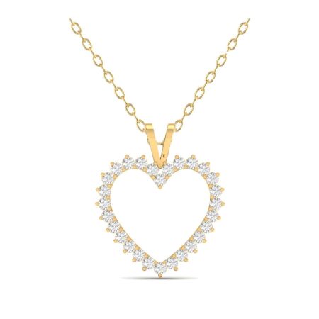 Moissanite Diamond Heart Pendant Necklace 18K Gold Over Sterling Silver