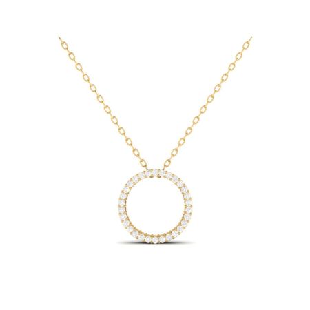 Circle Diamond Pendant Necklace, Dainty Round Pendant Necklace in Gold, Handmade Moissanite Necklace, Minimalist Jewelry Gift for Her