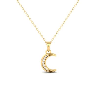Crescent Moon Pendant Necklace, Moissanite Half Moon Charm Jewelry, 14K Gold Plated Dainty Lunar Necklace, Celestial Gift