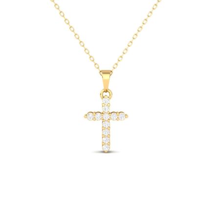 Moissanite Cross Pendant Necklace, Dainty 14K Gold Plated Faith Jewelry, Christian Symbol Necklace for Women, Religious Gift