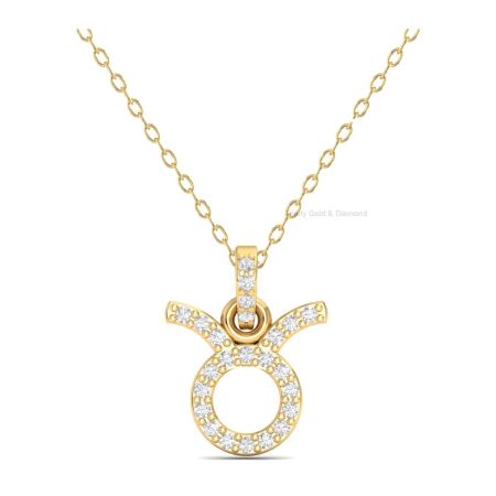 Taurus Zodiac Moissanite Pendant Necklace | 14K Gold Plated | Astrology Jewelry Gift for Her | Dainty Bull Symbol Charm
