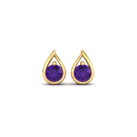 Teardrop Amethyst Earrings, Purple Gemstone Studs, February Birthstone Jewelry, Handmade Gold Earrings Gift