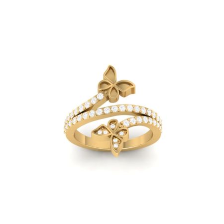 Engagement Wedding 925 Sterling Silver Moissanite Butterfly Round Cut Ring