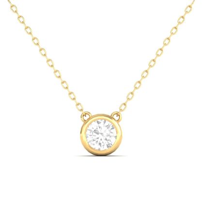 Bezel Set Round Moissanite Diamond Solitaire Necklace, Gold Plated Dainty Pendant, Everyday Gift for Her, Minimalist Jewelry