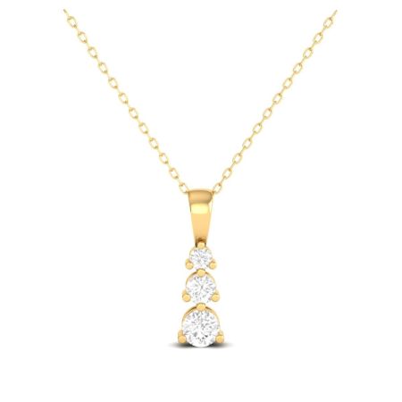 Three Stone Drop Pendant Necklace, Dainty Gold Plated Diamond Simulant Pendant, Elegant Layering Necklace, Gift for Her